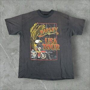 Vintage Harley Davidson Shirt Men XL Black 1991 Single Stitch USA Tour Eagle 90s